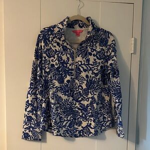 Lilly Pulitzer Blue and White Half Zip